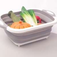 Multifunction Collapsible Cutting Board With Drainer Vegetable Basin 3 in 1 Sink Folding Cutting Board